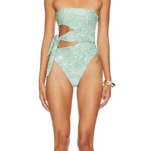Tularosa Popi One Piece in Green Tropics swimsuit
